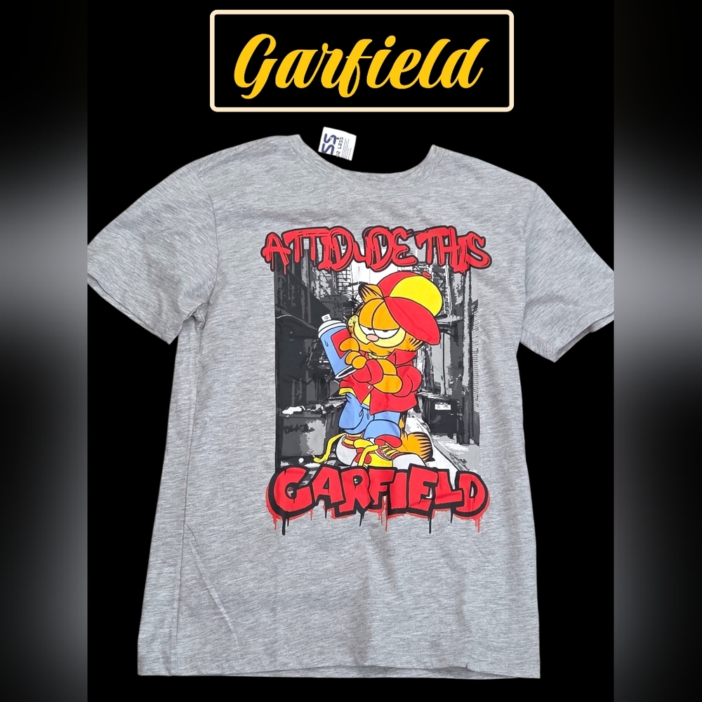 New Garfield heather gray T-Shirt Youth L 14